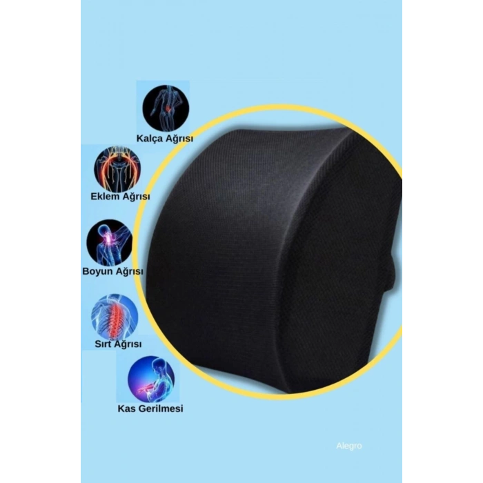 Bel Minderi Çalışma Ofis Minderi Sırt Ve Bel Destekleyici Oto Araç Minderi Ortopedik - SİYAH