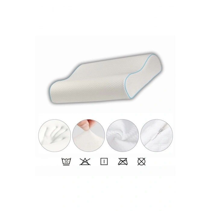 Büyük Boy Ortopetik Visco Yastık Boyun Fıtığı Yastığı Boyun Düzleşmesi Için Visco Yastık XXL BOY - BEYAZ