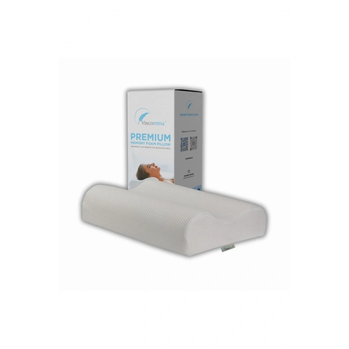 Büyük Boy Ortopetik Visco Yastık Boyun Fıtığı Yastığı Boyun Düzleşmesi Için Visco Yastık XXL BOY - BEYAZ