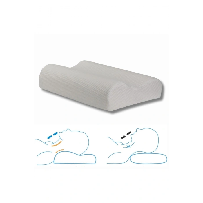 Büyük Boy Ortopetik Visco Yastık Boyun Fıtığı Yastığı Boyun Düzleşmesi Için Visco Yastık XXL BOY - BEYAZ