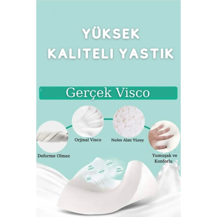 Mega Boy Ortopetik Visco Yastık Boyun Fıtığı Boyun Düzleşmesi Için Visco Yastık Özel Tasarım Yastık - BEYAZ