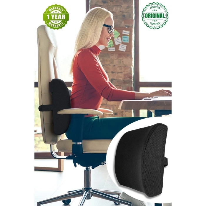 Ortopedik Bel Yastığı Ortopedik Yastık Sırt Destek Minderi - SİYAH