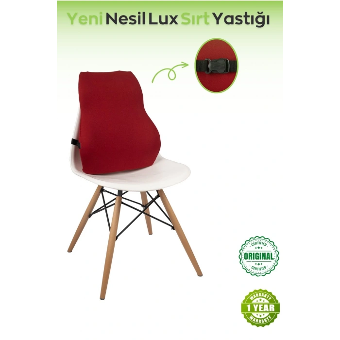 Ortopedik Bel Yastığı Sırt Minderi Visco Araç Bel Minderi Araç Sırt Yastıgı - BORDO