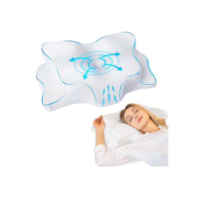 ORTOPEDİK BOYUN YASTIĞI SERVİKAL YASTIK %100 VİSCO YENİ TASARIM YASTIK XXL BOY - BEYAZ
