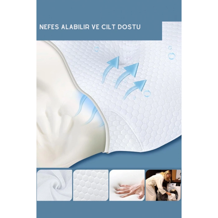 ORTOPEDİK BOYUN YASTIĞI SERVİKAL YASTIK %100 VİSCO YENİ TASARIM YASTIK XXL BOY - BEYAZ