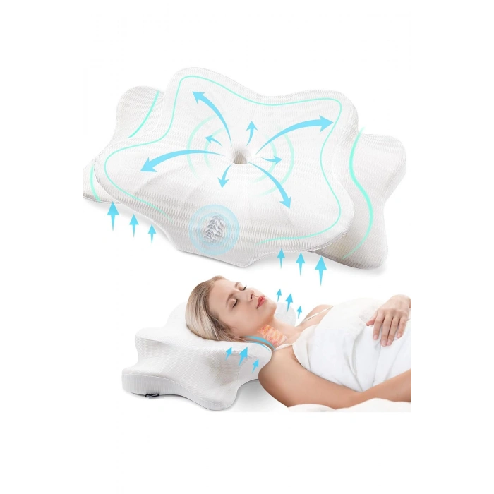 ORTOPEDİK BOYUN YASTIĞI SERVİKAL YASTIK %100 VİSCO YENİ TASARIM YASTIK XXL BOY - BEYAZ