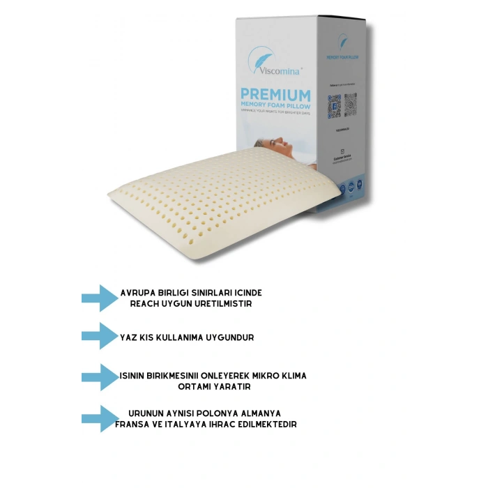 Ortopedik Çocuk Yastığı  VİSCO yastık  60x40x7,5 cm hava kanalı - BEYAZ