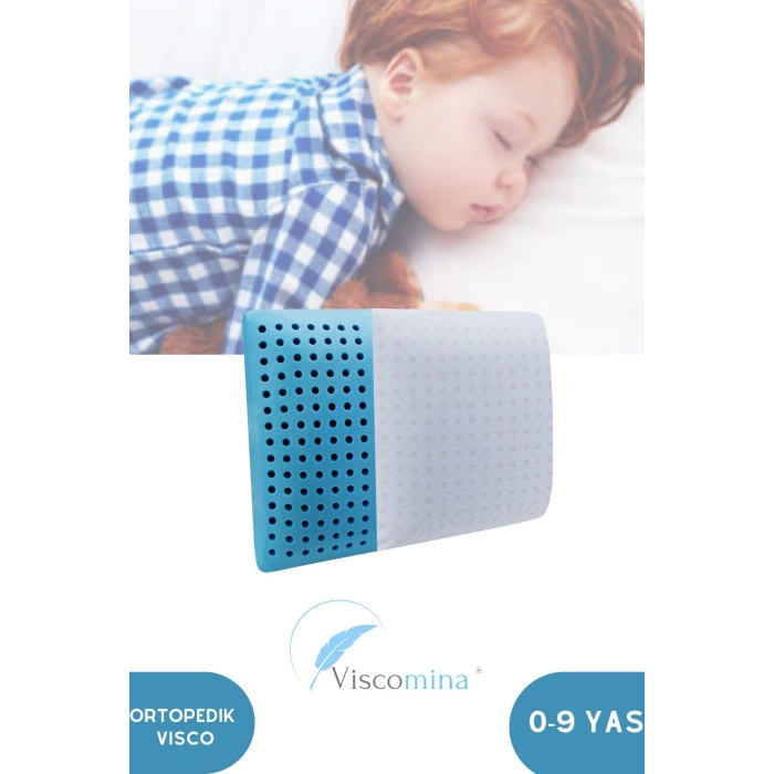 Ortopedik Çocuk Yastığı  VİSCO yastık  60x40x7,5 cm hava kanalı - MAVİ