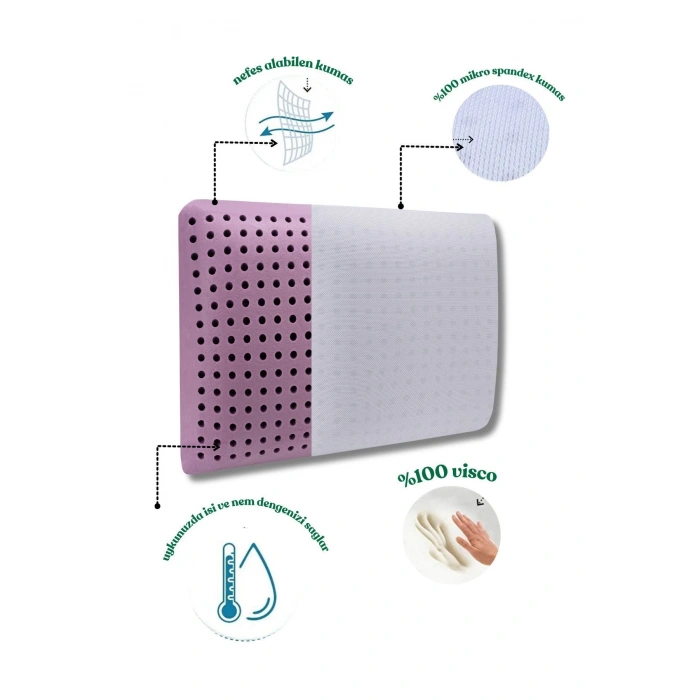 Ortopedik Çocuk Yastığı  VİSCO yastık  60x40x7,5 cm hava kanalı - MOR