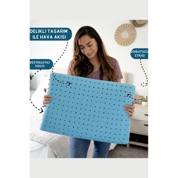 ORTOPEDİK VİSCO YASTIK LAVANTA TERAPİ VİSCO YASTIK 60X40X15 CM - MAVİ