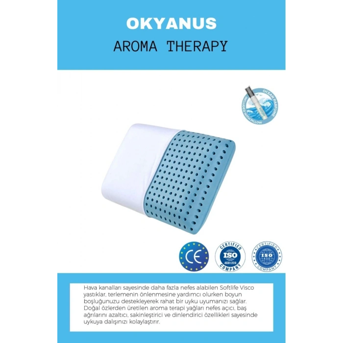 ORTOPEDİK VİSCO YASTIK LAVANTA TERAPİ VİSCO YASTIK 60X40X15 CM - MAVİ