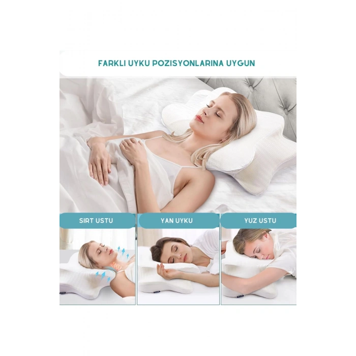 ORTOPEDİK VİSCO YASTIK  SERVİKAL BOYUN YASTIĞI ÖZEL TASARIM YASTIK YENİ ÜRÜN 71x41x12 cm - BEYAZ
