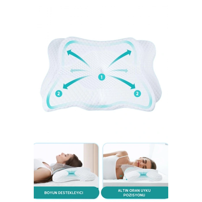ORTOPEDİK VİSCO YASTIK  SERVİKAL BOYUN YASTIĞI ÖZEL TASARIM YASTIK YENİ ÜRÜN 71x41x12 cm - BEYAZ