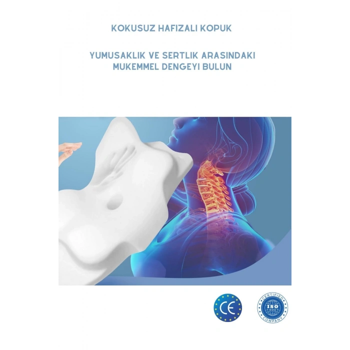 ORTOPEDİK VİSCO YASTIK  SERVİKAL BOYUN YASTIĞI ÖZEL TASARIM YASTIK YENİ ÜRÜN 71x41x12 cm - BEYAZ