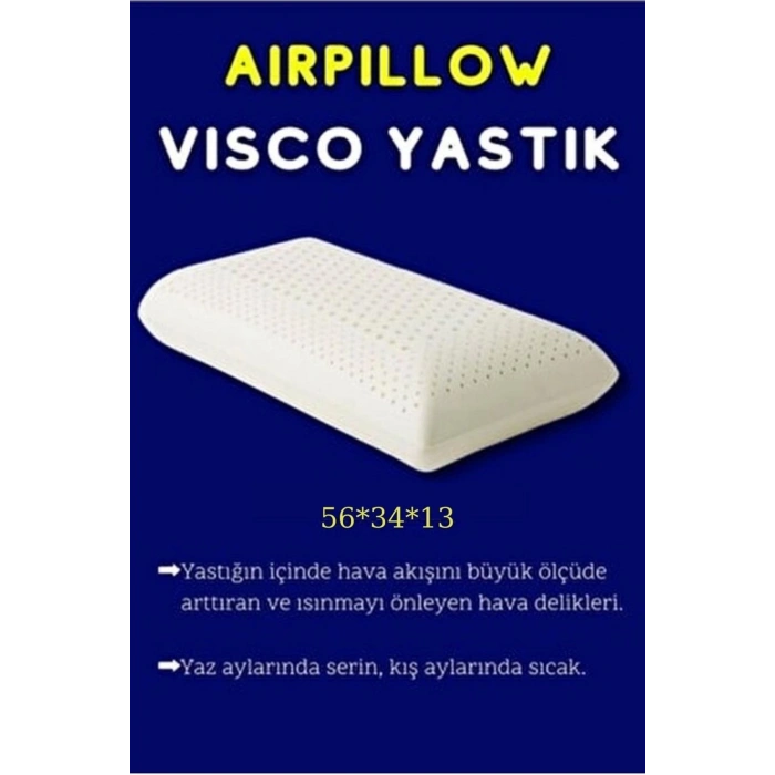 Visco Air Pillow Hava Kanalı Düz Yastık Ortopedik Yastık Boyun Agrıları Icin Visco Yastık - BEYAZ
