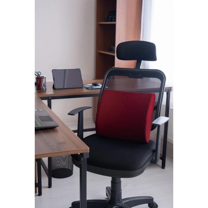 Visco Bel Minderi Visco Sırt Minderi Dik Duruş Minderi Visco Yastık Ortopedik Bel Minderi Bordo