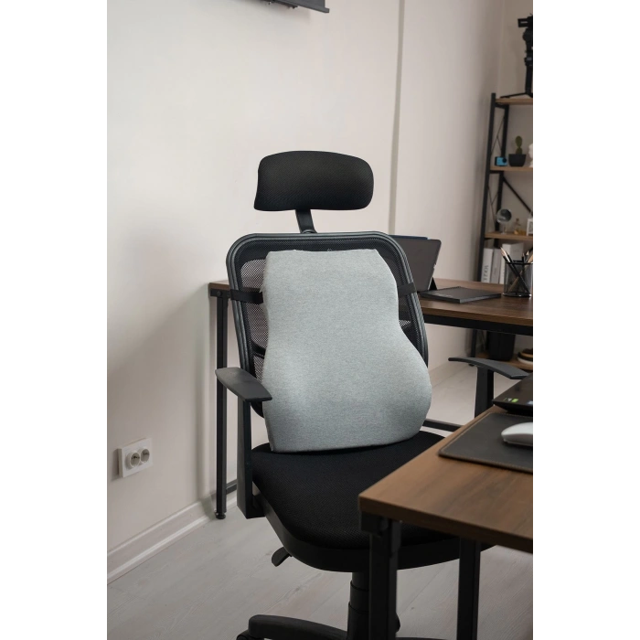 Visco Bel Yastığı Sırt Minderi Ortopedik Bel Minderi Ortopedik Sırt Yastığı %100 Visco Gri Renk