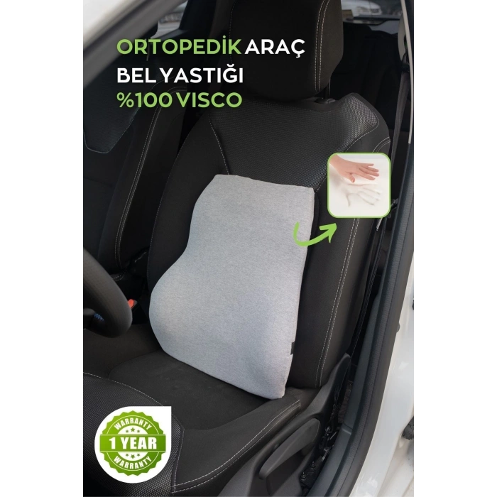 Visco Bel Yastığı Sırt Minderi Ortopedik Bel Minderi Ortopedik Sırt Yastığı %100 Visco Gri Renk