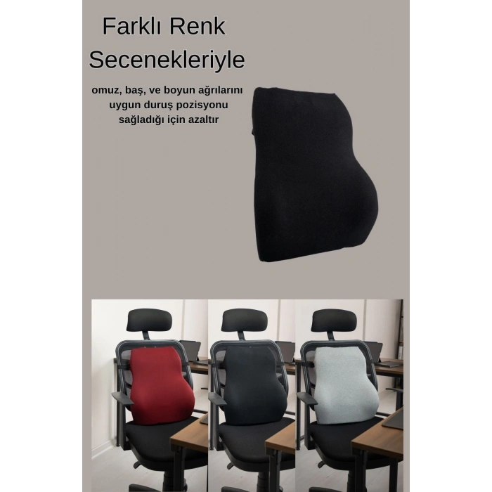 Visco Bel Yastığı Sırt Minderi Ortopedik Bel Minderi Ortopedik Sırt Yastığı %100 Visco Gri Renk