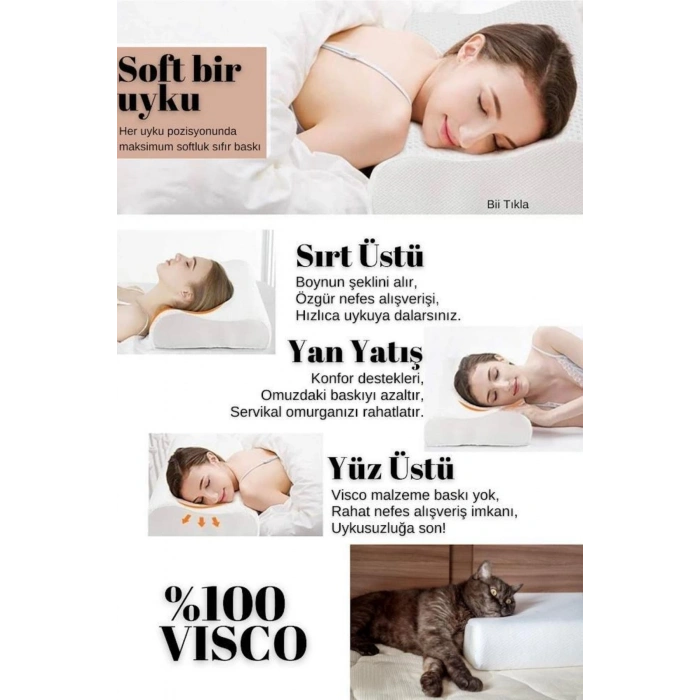 Visco Boyun Fıtıgı Ve Rahat Uyku Için Özel Tasarlanmış Yastık - BEYAZ
