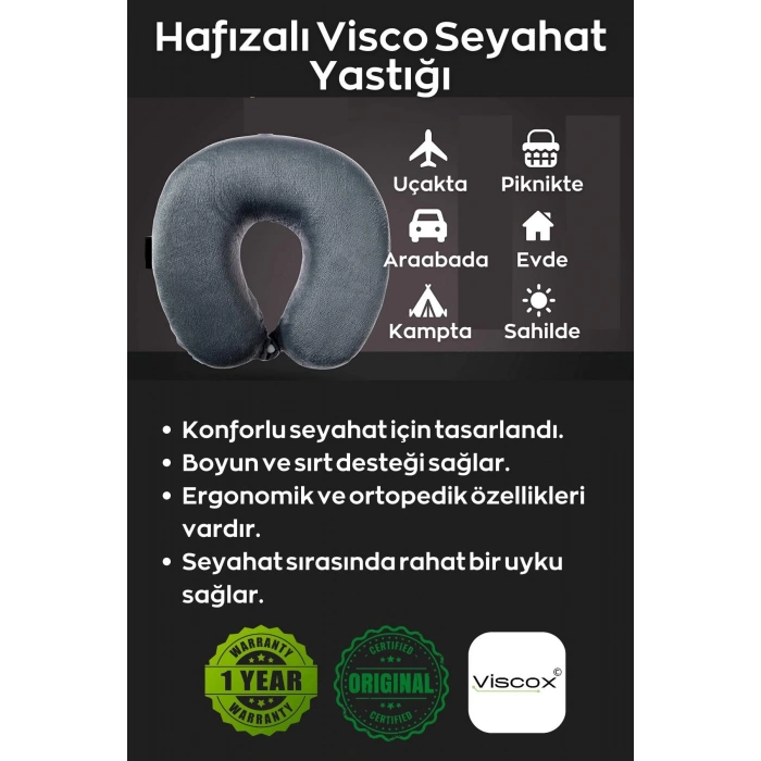 Visco Boyun Seyahat Yastığı - BORDO