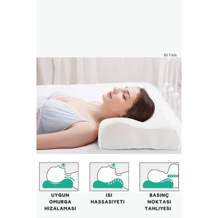 Visco Boyun Yastığı Boyun Destekleyici Visco Yastık Ortopedik Boyun Yastığı - BEYAZ