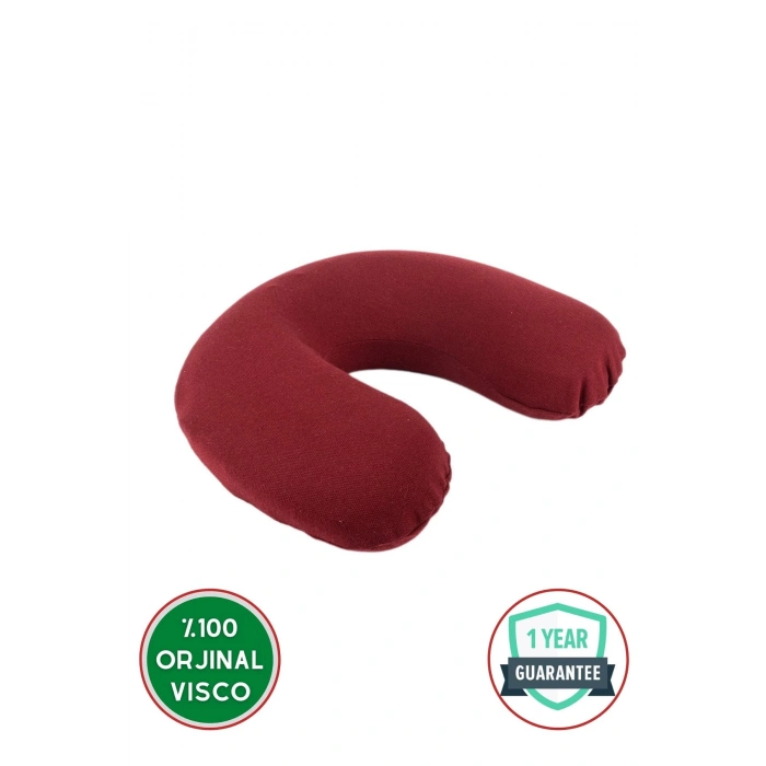 Visco Boyun Yastığı Ortopedik Visco Seyahat Boyun Yastığı - BORDO