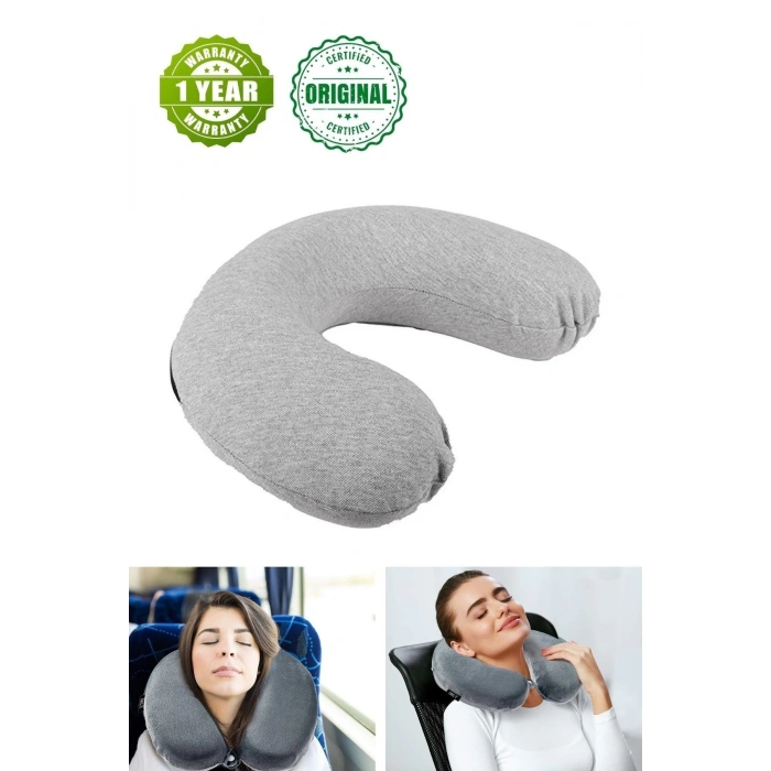 Visco Boyun Yastığı Seyahat Yastığı Ortopedik Seyahat Boyun Yastigi - GRİ