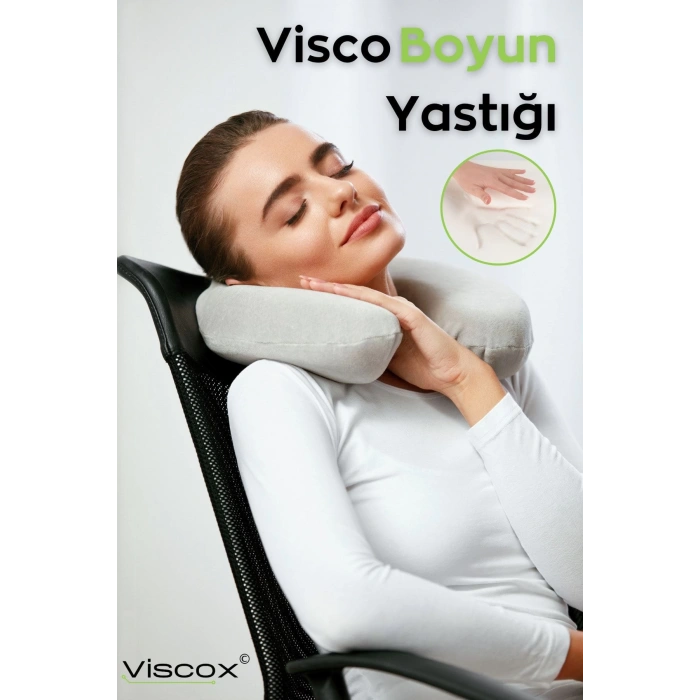 Visco Boyun Yastığı Seyahat Yastığı Ortopedik Seyahat Boyun Yastigi - GRİ