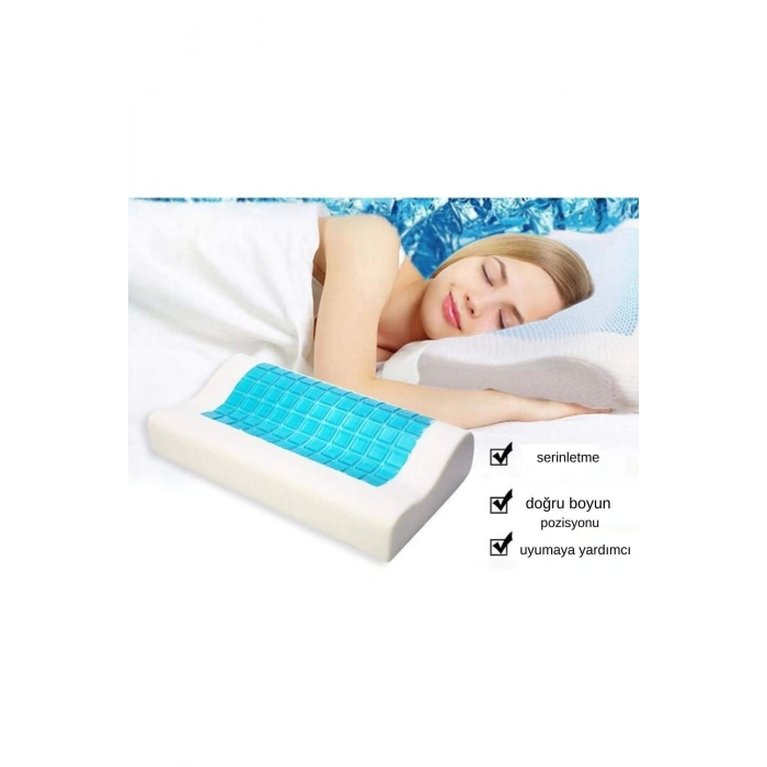 Visco Jelli Ortopedik Yastık Klimalı Yastık Bogun Agrısı Yastıgı Yazlık Yastık - MAVİ