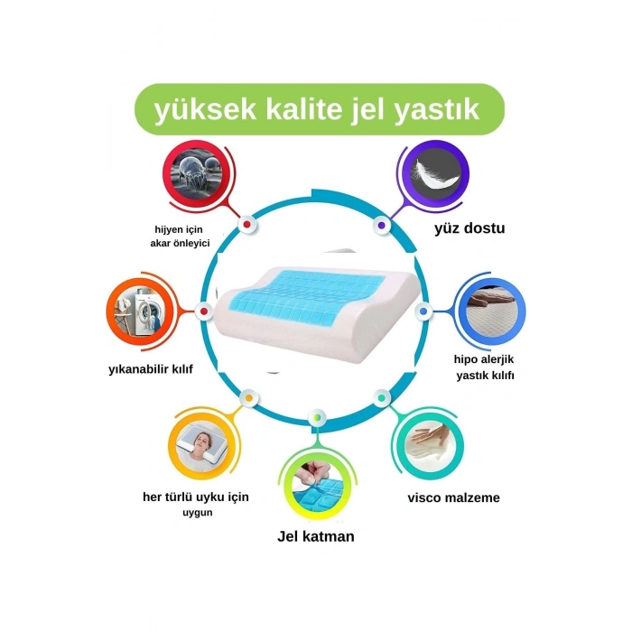 Visco Jelli Ortopedik Yastık Klimalı Yastık Bogun Agrısı Yastıgı Yazlık Yastık - MAVİ