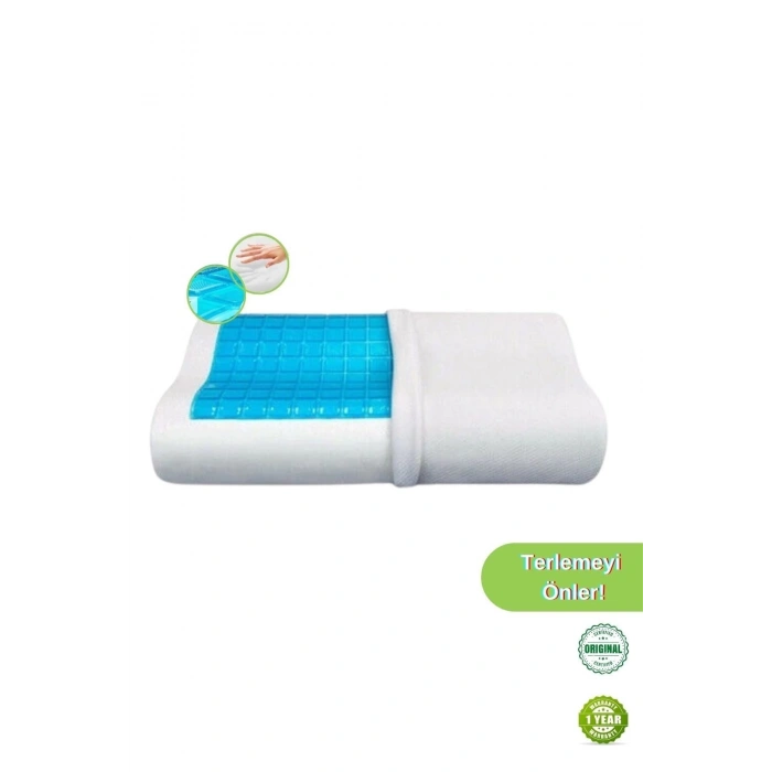 Visco Jelli Ortopedik Yastık Klimalı Yastık Boyun Agrısı Yastıgı Terlemeyi Önleyen Ortopedik Yastık - MAVİ