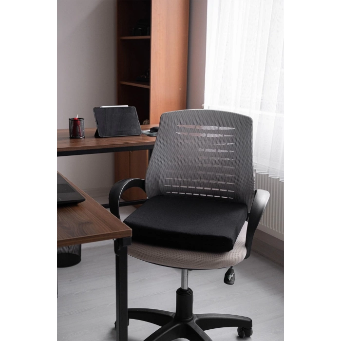 Visco Ortopedik Oturma Minderi Kare Minder Siyah Ortopedik Minder 45x42x7 Cm