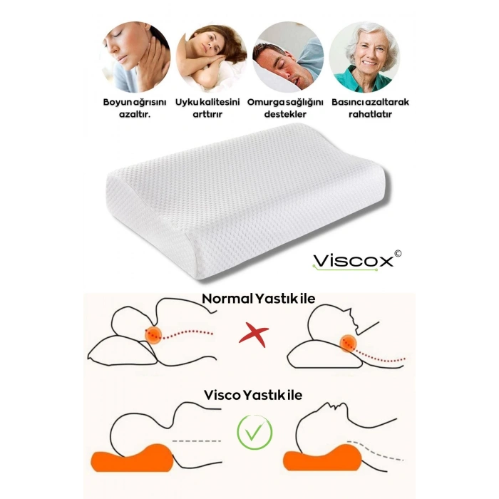 Visco Ortopedik Yastık -60x40x14/12 - BEYAZ