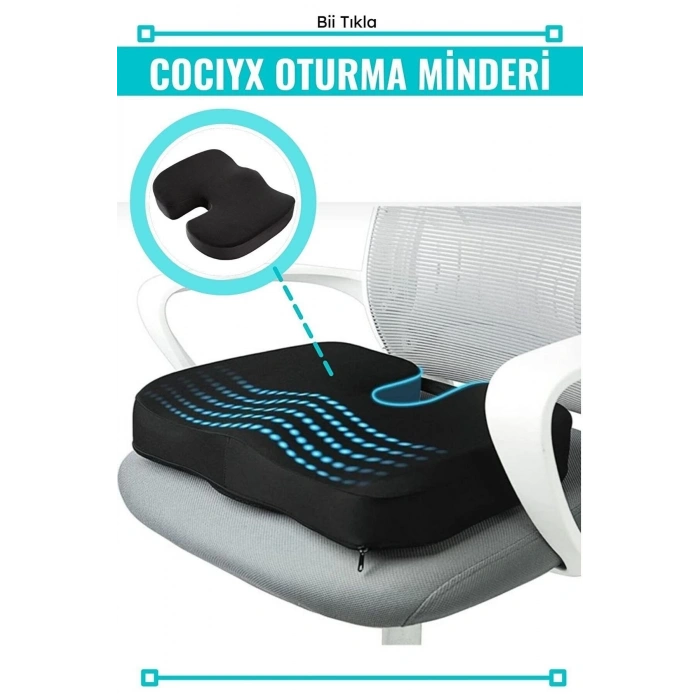 Visco Oturma Yastığı Orjinal Visco Oturma Minderi Cocix Minder - SİYAH