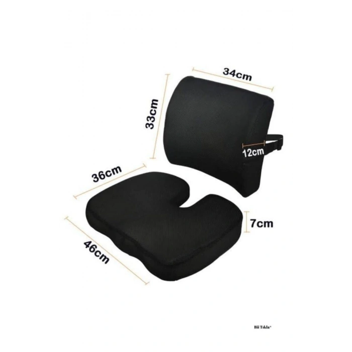 Visco Takım Bel Minderi&oturma Minderi Ortopedik Ürün 2li Takım - SİYAH