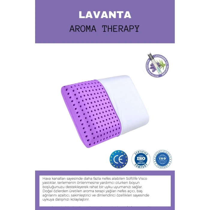 VİSCO YASTIK ORTOPEDİK YASTIK BOYUN FITIĞI YASTI AROMA TERAPİ YASTIK 60X40X15 CM - MOR