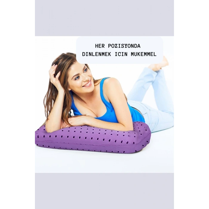 VİSCO YASTIK ORTOPEDİK YASTIK BOYUN FITIĞI YASTI AROMA TERAPİ YASTIK 60X40X15 CM - MOR