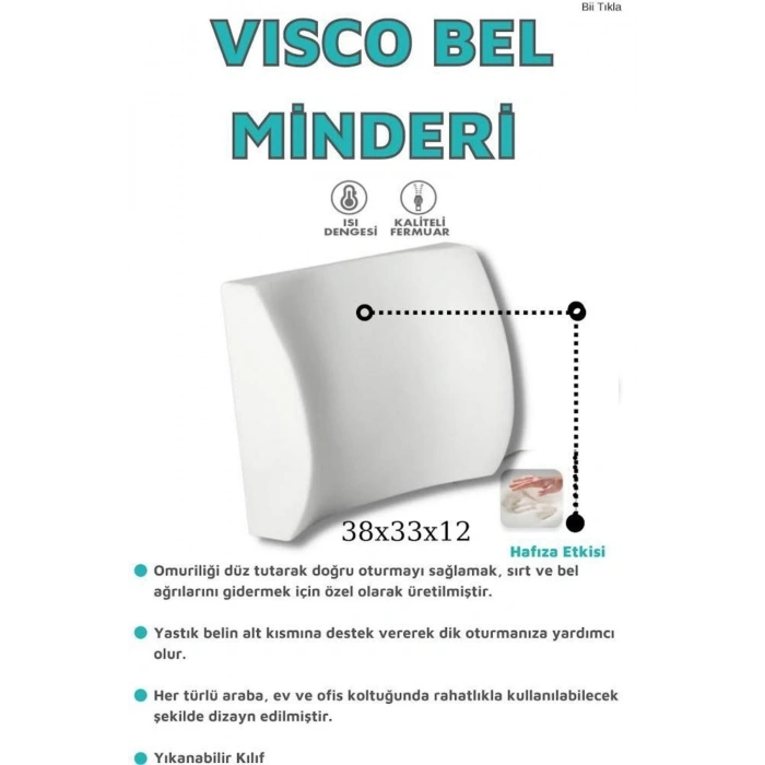 Visko Bel Ve Sırt Minderi Yastığı Oto Araç Ofis Koltuk Sırt Bel Destekleyici Minder Yastık - SİYAH