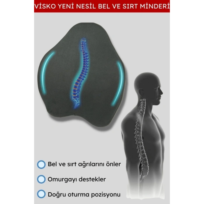 Yeni Nesil Bel ve Sırt Destek Minderi Özel Tasarım Sırt Minderi - SİYAH