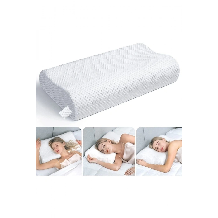 Yüksek Boyun Destekli Ortopedik Visco Yastık Destekli Ortopedik Yastık - 60x40x14/12