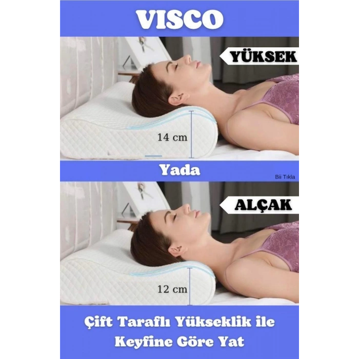 Yüksek Boyun Destekli Ortopedik Visco Yastık Destekli Ortopedik Yastık - 60x40x14/12