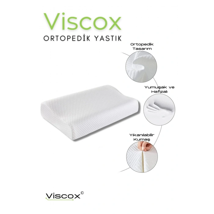 Yüksek Boyun Destekli Ortopedik Visco Yastık Destekli Ortopedik Yastık - 60x40x14/12