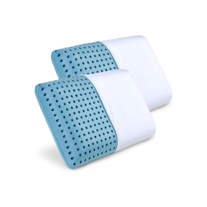 2 ADET ORTOPEDİK VİSCO YASTIK BOYUN YASTIGI HAVA KANALLI YASTIK 60X40X15 CM - MAVİ