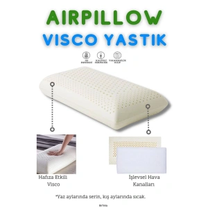 Air Pillow Visco Yastık Hava Kanallı Alcak Yükseklikte Yastık 56x34x13 Cm - BEYAZ