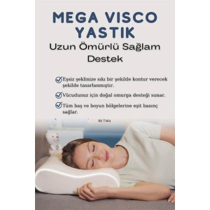 Mega Boy Ortopetik Visco Yastık Boyun Fıtığı Boyun Düzleşmesi Için Visco Yastık Özel Tasarım Yastık - BEYAZ