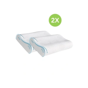 Ortopedik Boyun Yastığı Visco Ortopedik Boyun Yastığı Çift Boyun Destekli 2 Li Yastık - BEYAZ