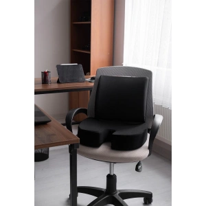 Oturma Minderi Bel Yastığı Bel Destek Yastığı Ortopedik Visco Yastık Boyun Yastığı Ortopedik Yastık - SİYAH