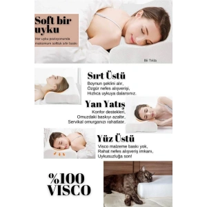 Visco Boyun Destek Yastığı Özel Tasarım 55x37x11/7 - BEYAZ