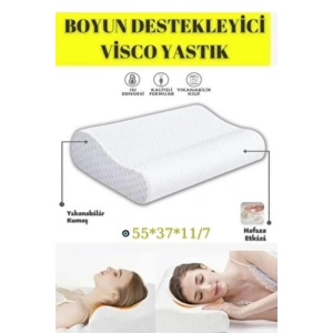 Visco Boyun Yastığı Boyun Destekleyici Visco Yastık Ortopedik Boyun Yastığı - BEYAZ